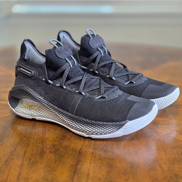 Under Armour UA Stephen Curry 6 Team Black Gold Metallic HOVR Size 10 Warriors - Picture 4 of 16